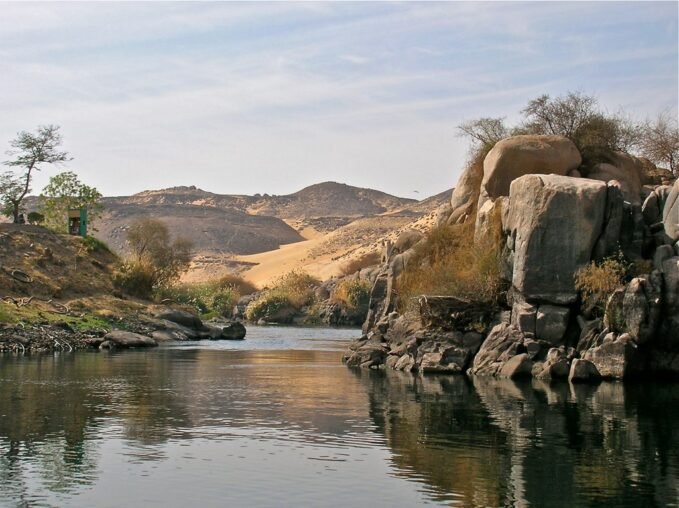 View of Elephantine Island in Aswan, Egypt.