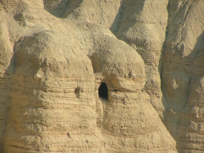 The Qumran caves in the Judaean Desert.